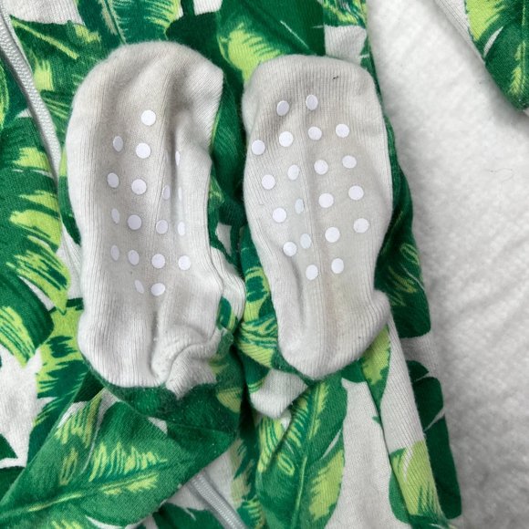 Janie and Jack Footed Zip Pajamas Sz 6-12M Palm Leaves - Picture 3 of 5